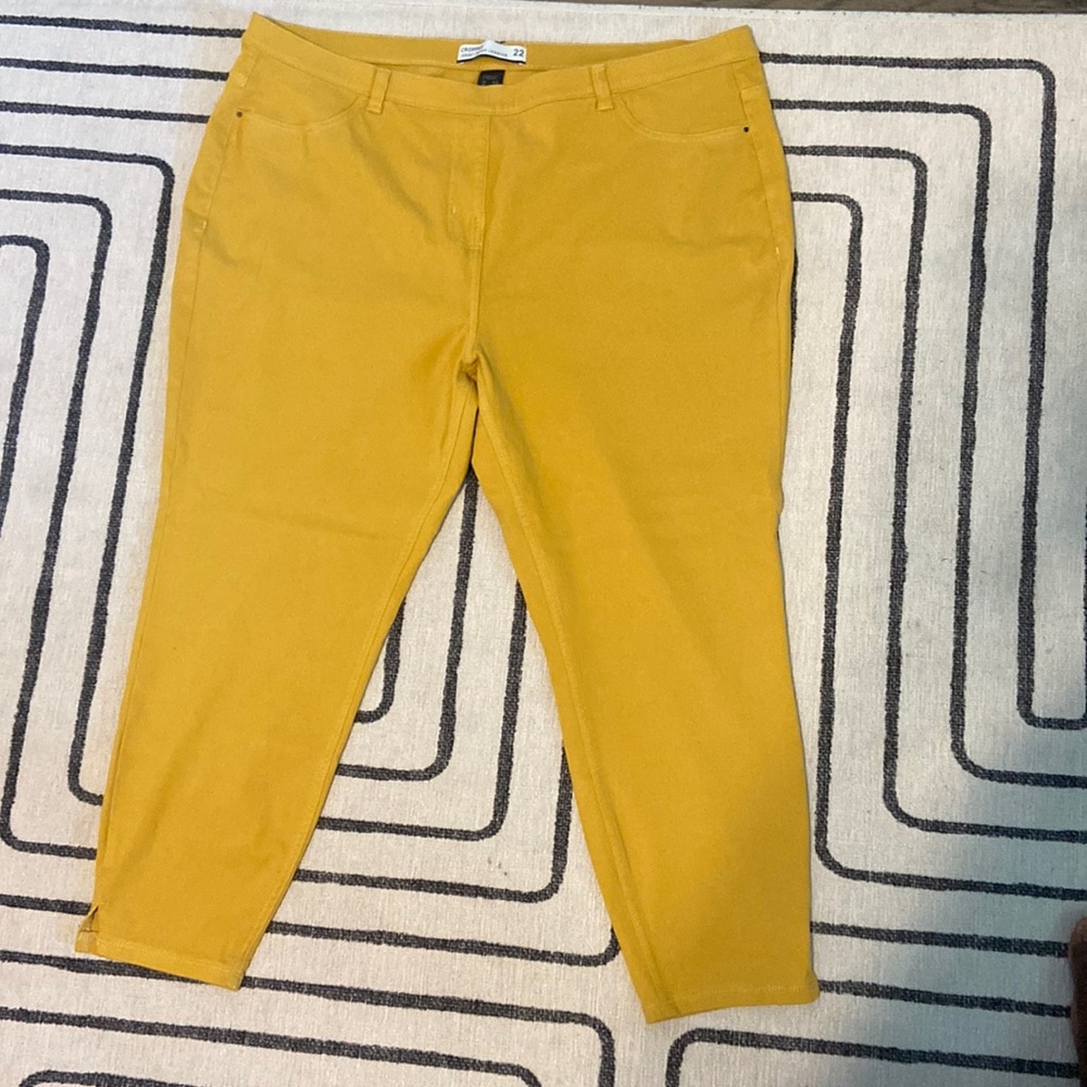 Yellow Cropped Jersey Denim Legging Jeans by NEXT. Size EU (50) UK (22) US (18)